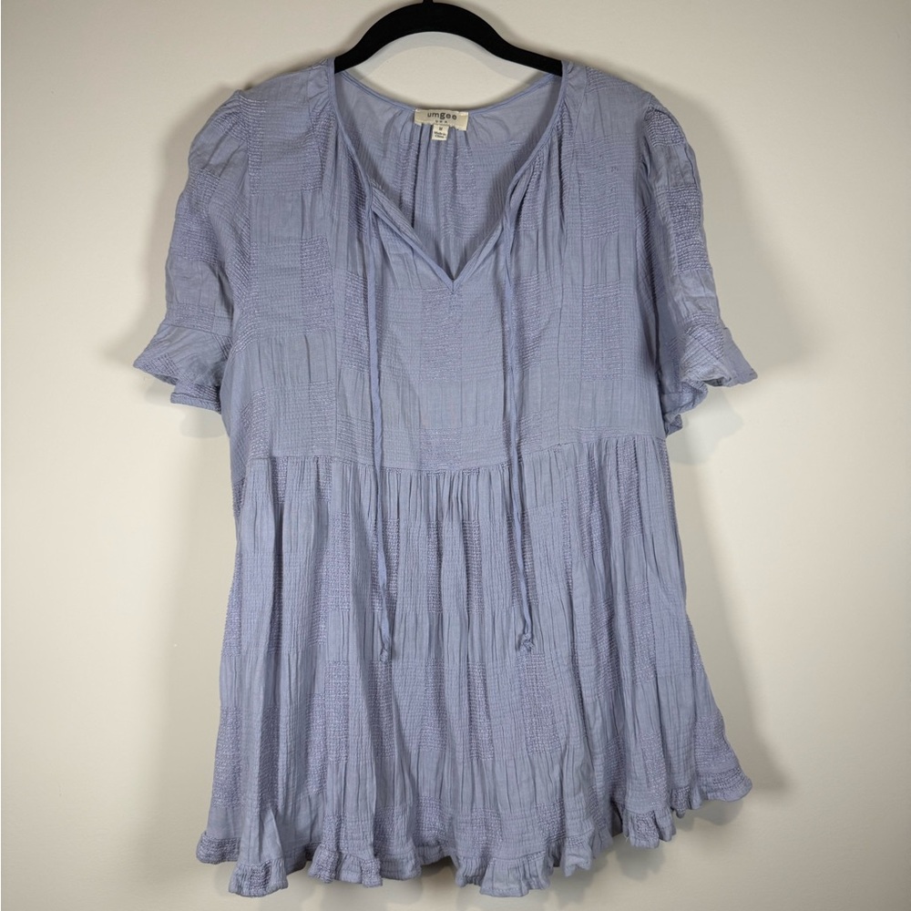 Umgee Light Blue Textured Blouse